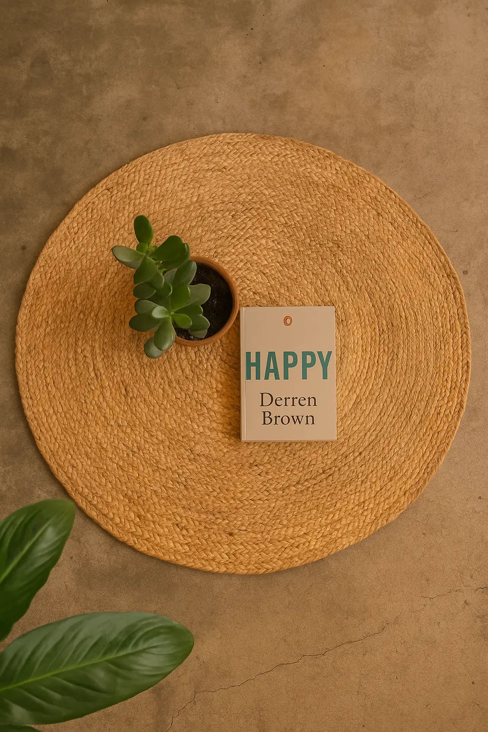 hand braided natural jute round area rug | 3x3 ft | boho accent mat
