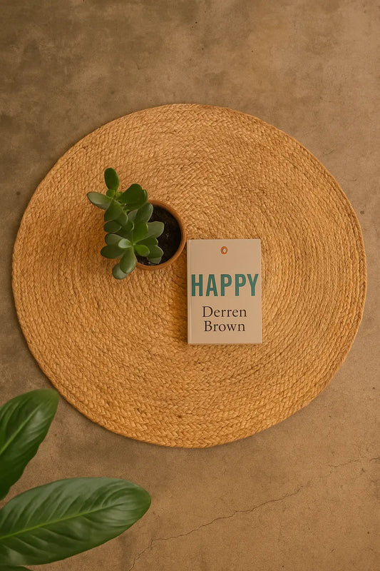 Hand Braided Natural Jute Round Area Rug | 3x3 FT | Boho Accent Mat
