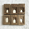 Set of 6 Handcrafted Wooden Temple Mirror Frames – Brown Decorative Wall Art