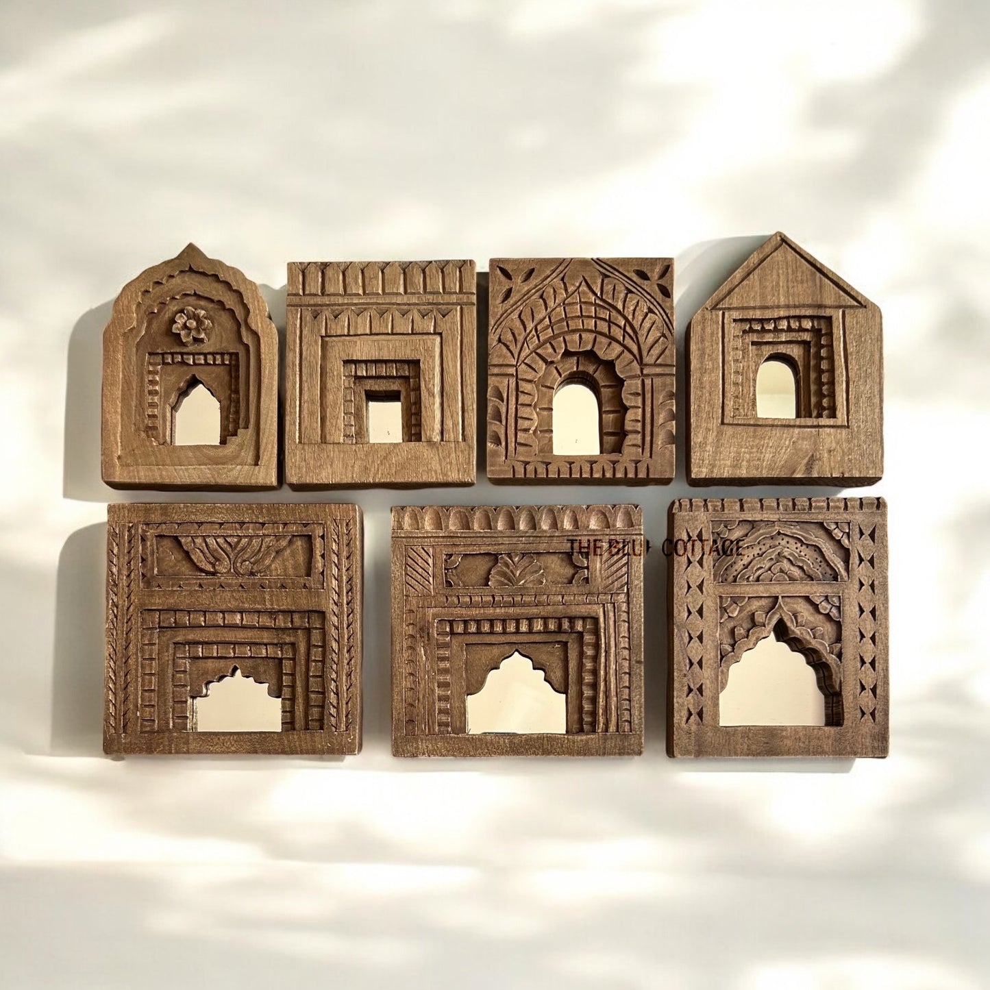 ethnic rajasthani-style hand-etched wooden arch mirror frames collection