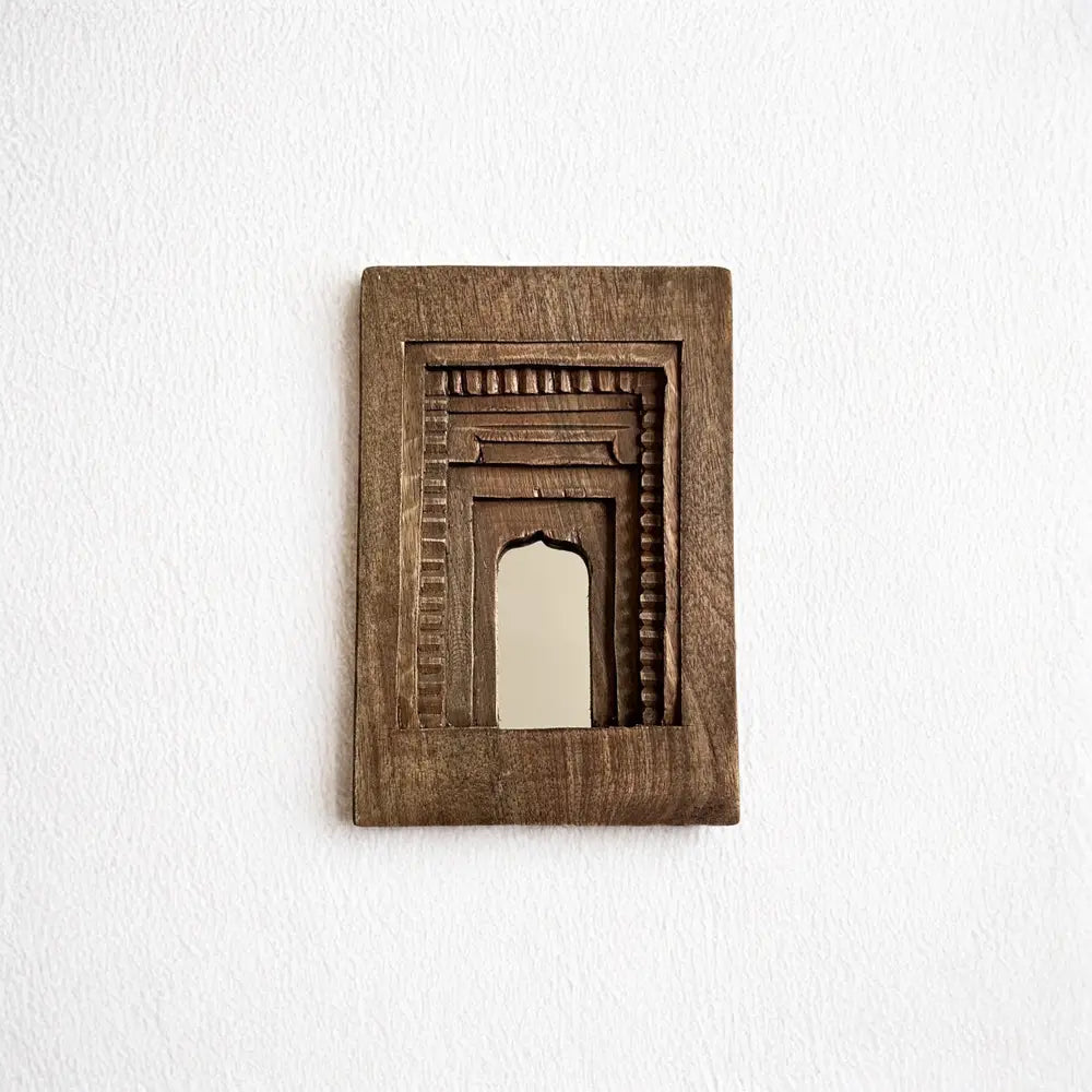 temple mirror frames – wooden wall decor (brown, green & purple mix) | handcrafted decorative mirror frames