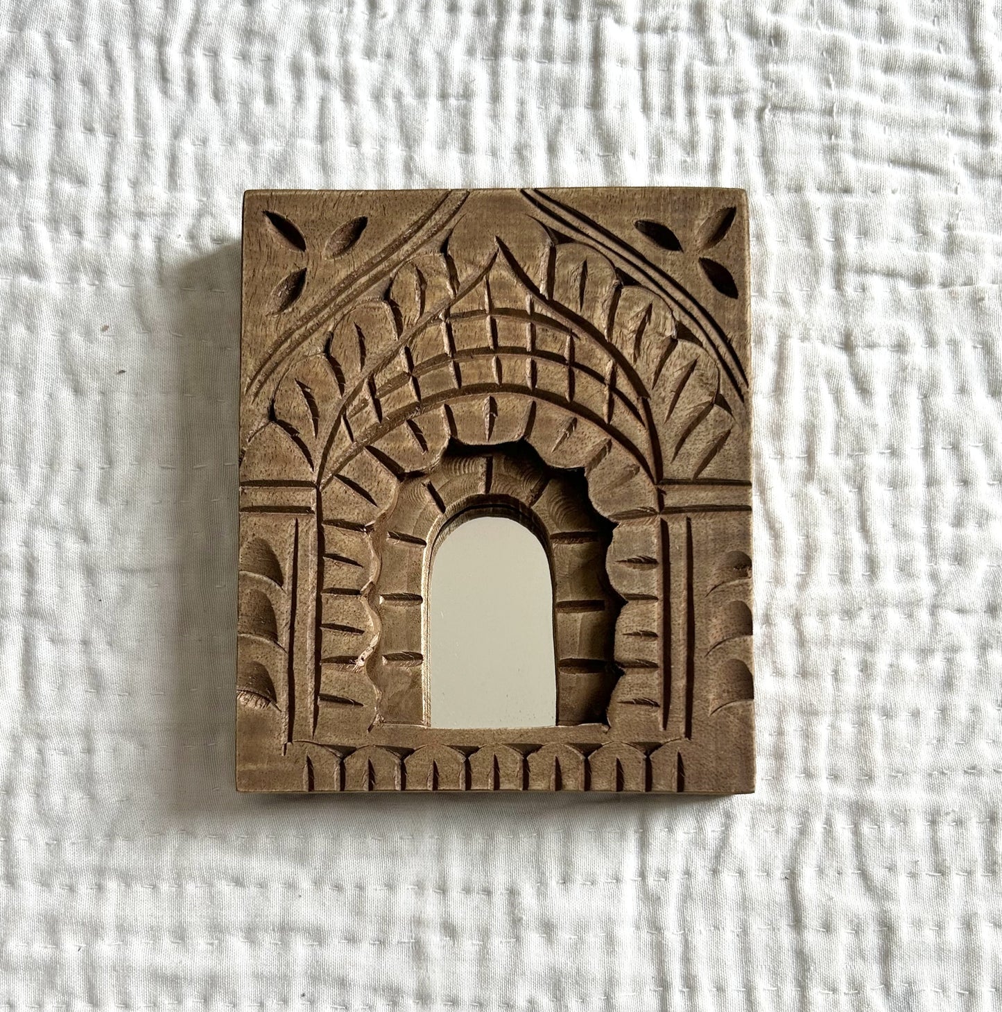 traditional rustic carved wood wall mirror frames (set of 3) | ethnic home decor