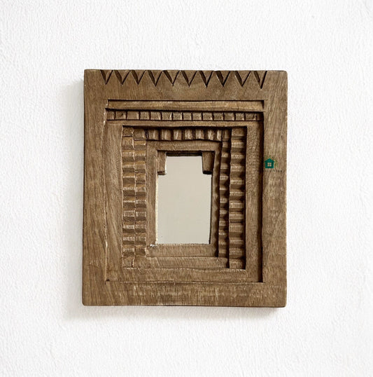 Temple Mirror Frames – Wooden Wall Decor (Brown, Green & Purple Mix) | Handcrafted Decorative Mirror Frames