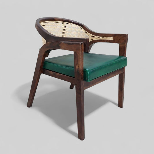 Solid Sheesham Wood Accent Dining Arm Chair For Home Walnut Finish.