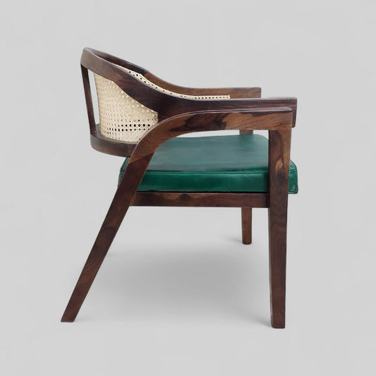 Solid Sheesham Wood Accent Dining Arm Chair For Home Walnut Finish.