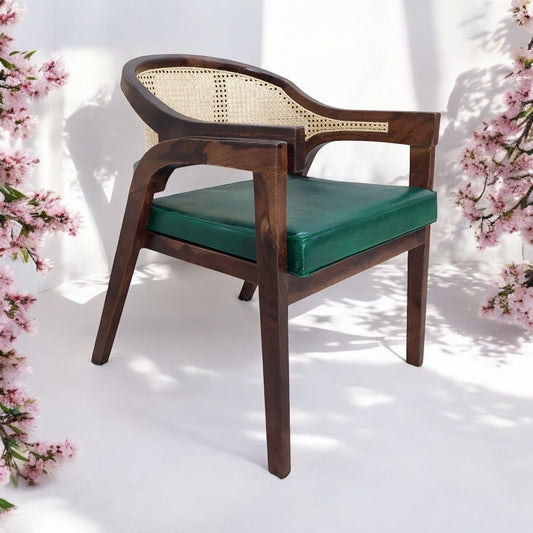 Solid Sheesham Wood Accent Dining Arm Chair For Home Walnut Finish.