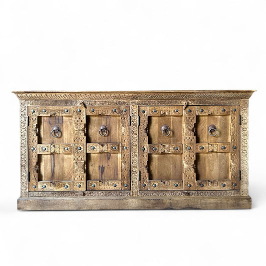 Solid Mango Wood Carved Side Board