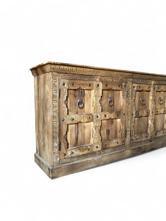 Solid Mango Wood Carved Side Board