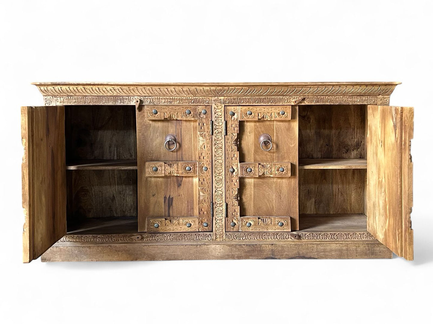 solid mango wood carved side board