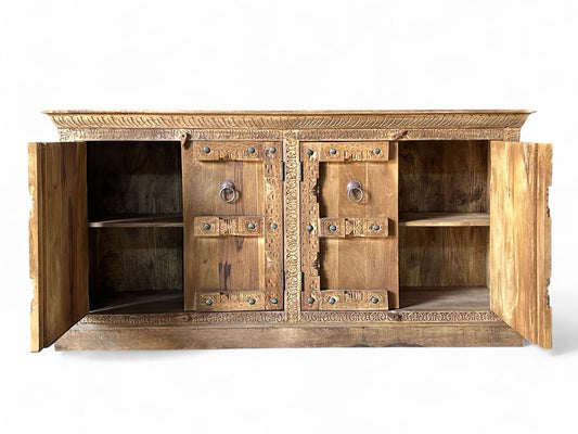 Solid Mango Wood Carved Side Board