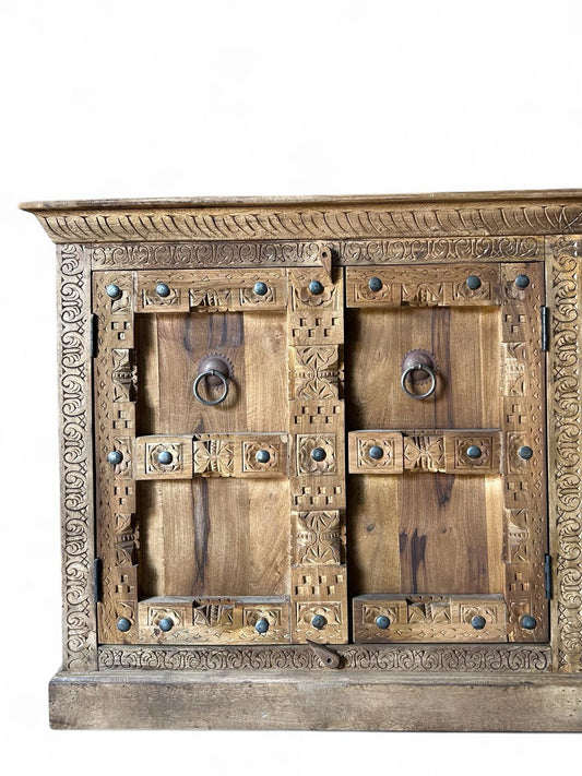 Solid Mango Wood Carved Side Board