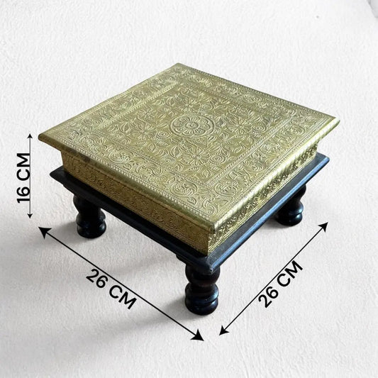 Solid Wood Décor Bajot With Brass Work