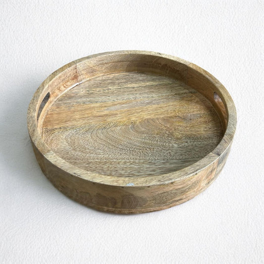Solid Mango Wood Round Serving Tray