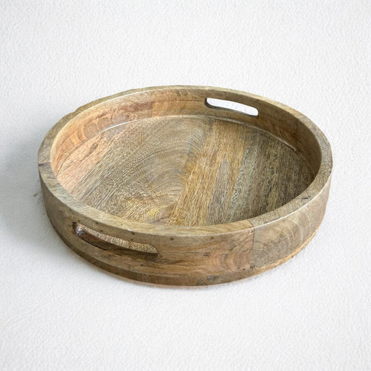 Solid Mango Wood Round Serving Tray