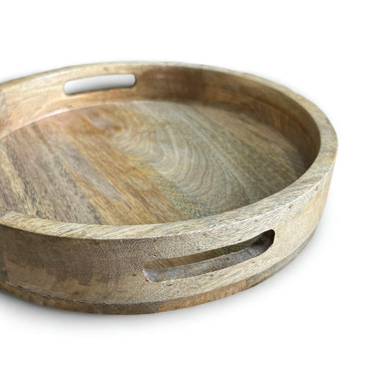 Solid Mango Wood Round Serving Tray