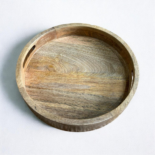 Solid Mango Wood Round Serving Tray