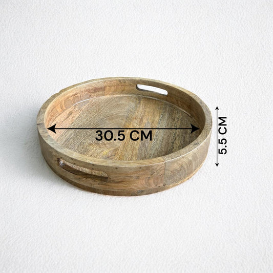 Solid Mango Wood Round Serving Tray