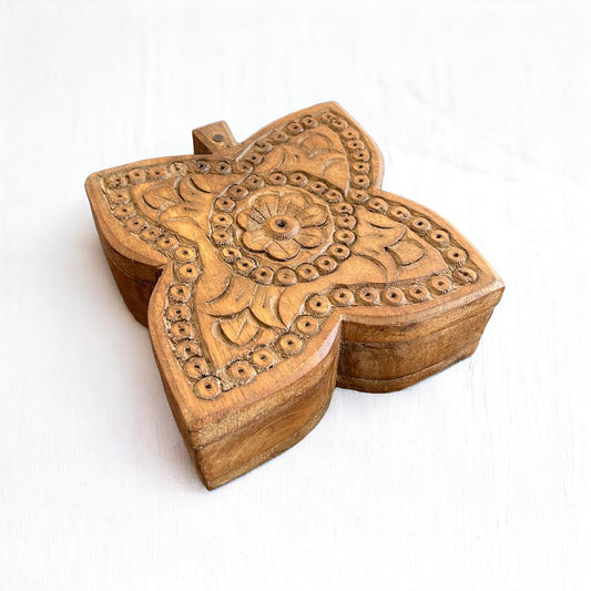 Wooden Hand Carved Spice Box