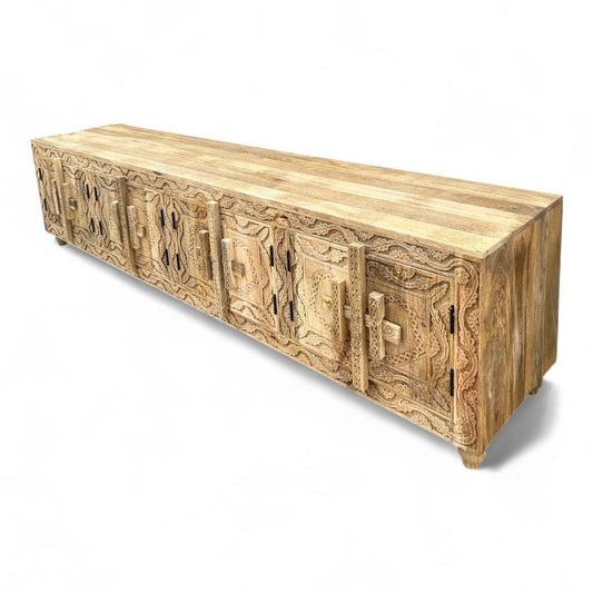 Solid Mango Wood Carved Side Board