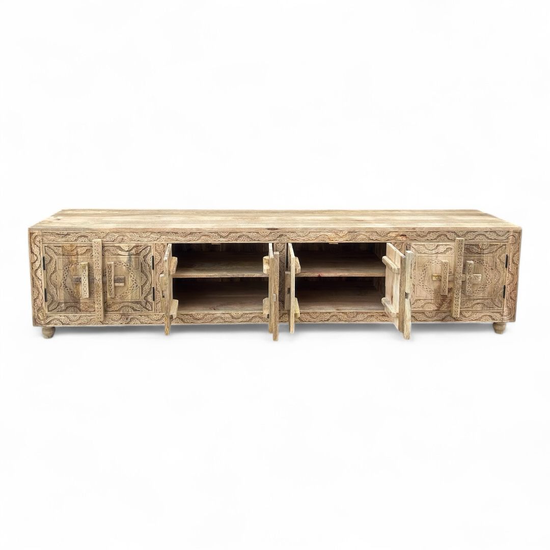 solid mango wood carved side board