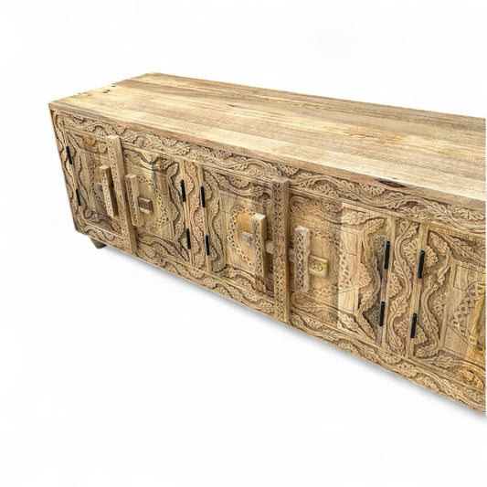 Solid Mango Wood Carved Side Board