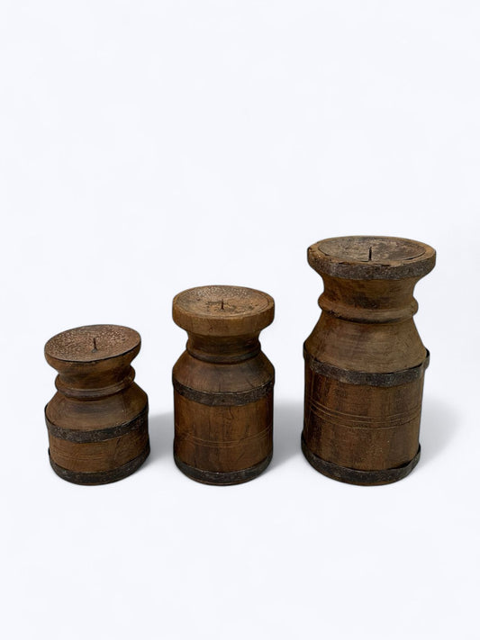 Reclaimed Wood Candle Holder Set Of 3