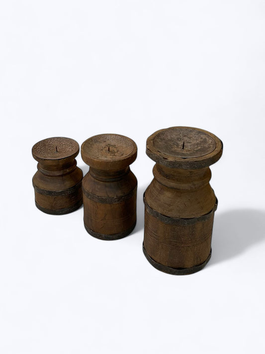 Reclaimed Wood Candle Holder Set Of 3