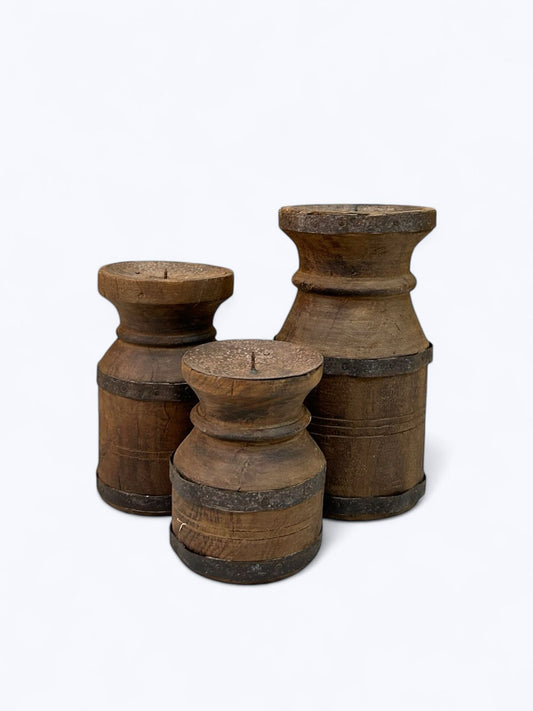 Reclaimed Wood Candle Holder Set Of 3