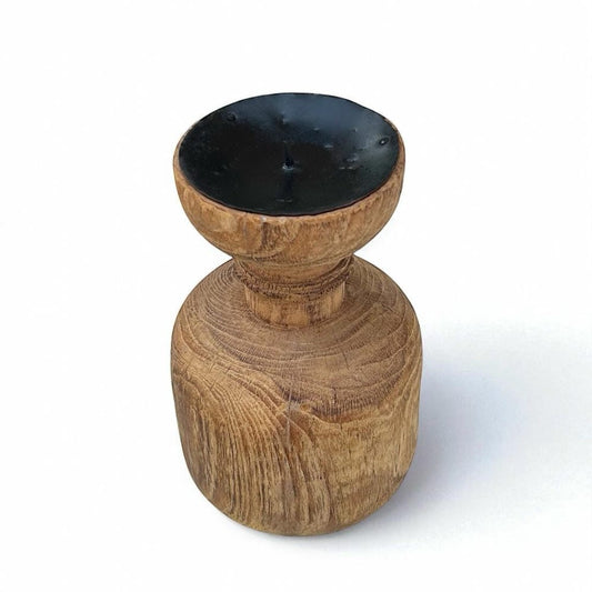 Hand-Carved Wooden Votive/Pillar Candle Holder