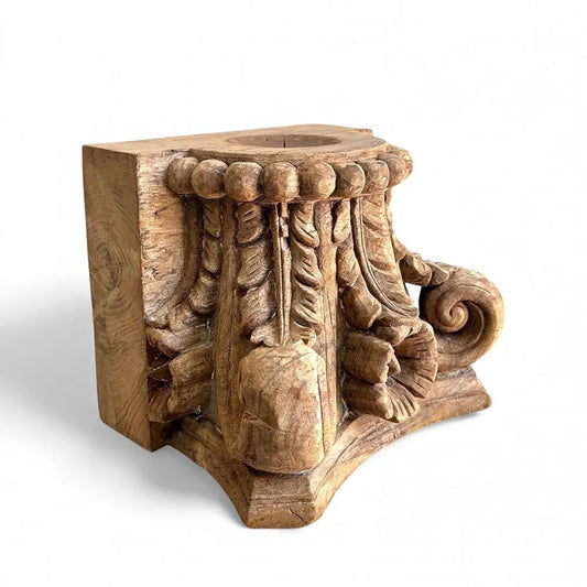 Handcrafted Wooden Pillar Base Candle Holder | Natural Wood Finish | Rustic Home Décor Accent