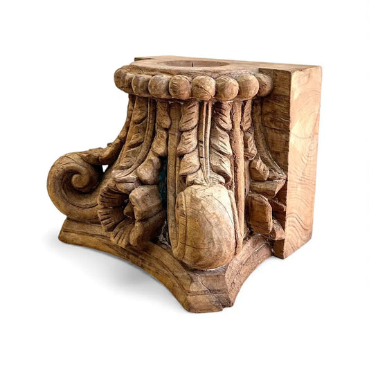 Handcrafted Wooden Pillar Base Candle Holder | Natural Wood Finish | Rustic Home Décor Accent
