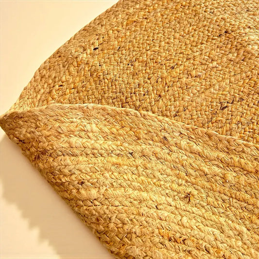 Hand Braided Natural Jute Round Area Rug | 3x3 FT | Boho Accent Mat