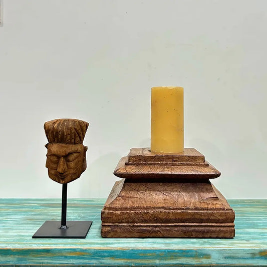 Handcrafted Vintage Wooden Base Candle Holder