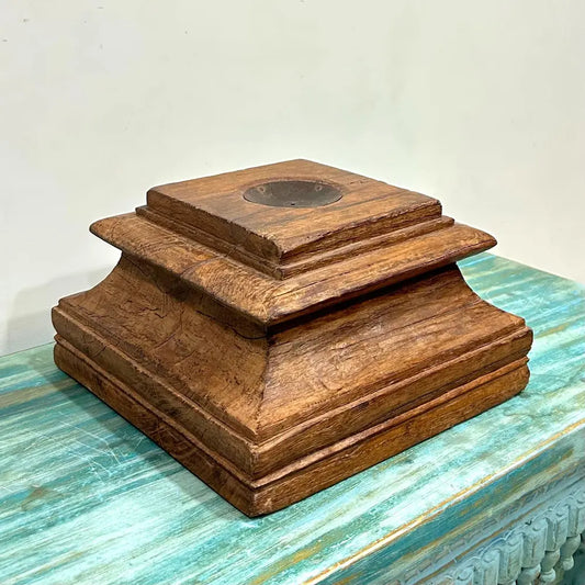 Handcrafted Vintage Wooden Base Candle Holder