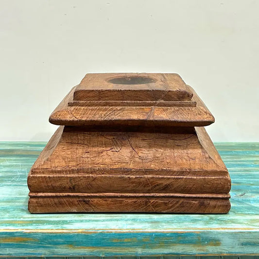 Handcrafted Vintage Wooden Base Candle Holder