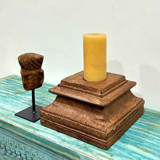 Handcrafted Vintage Wooden Base Candle Holder