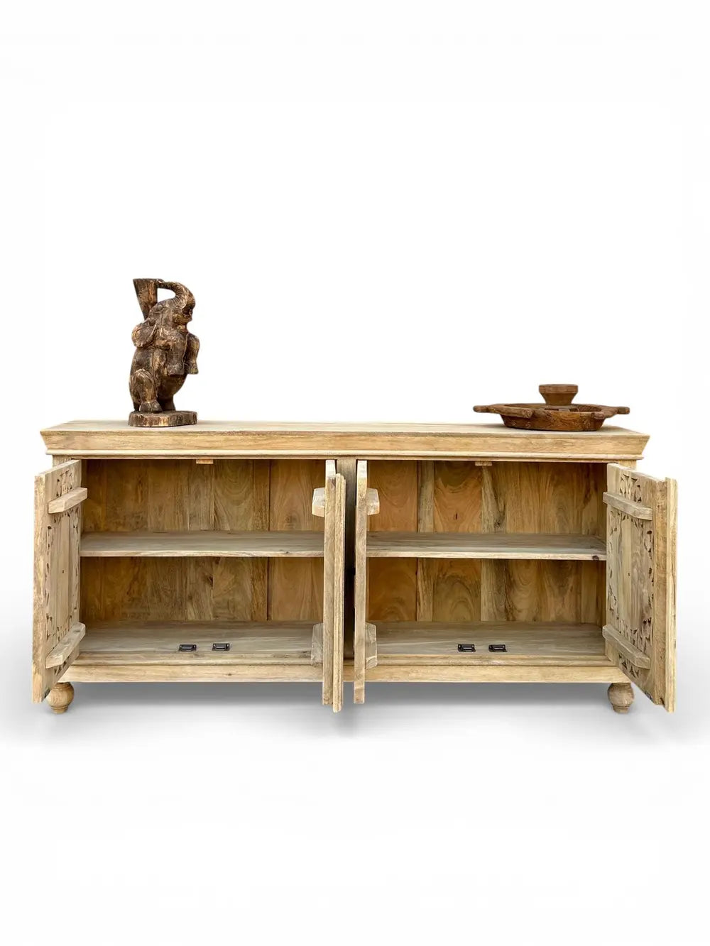 handcrafted mango wood sideboard cabinet in natural finish