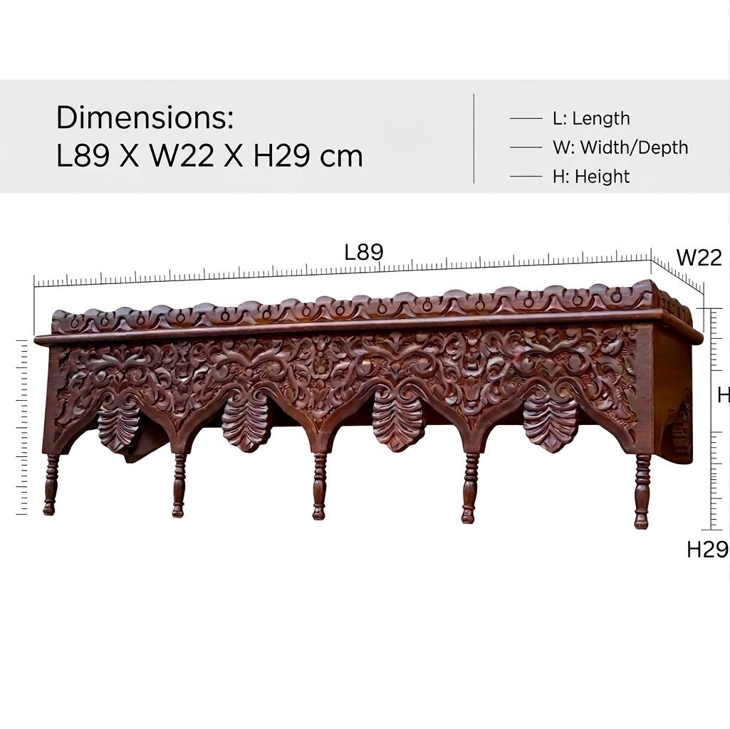 handcrafted indian mango wood carved wall shelf