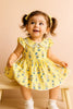 Yellow Cartoon Print Cotton Frock for Girls – Donald & Daisy Duck Design