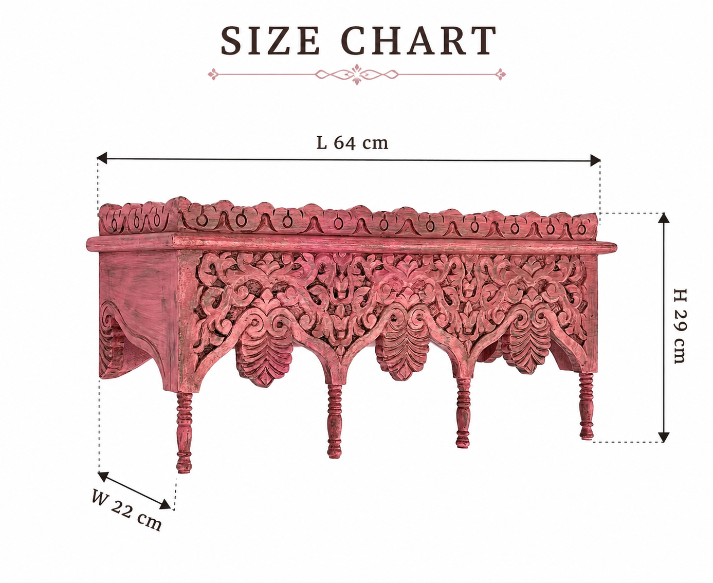 hand-carved mango wood wall shelf