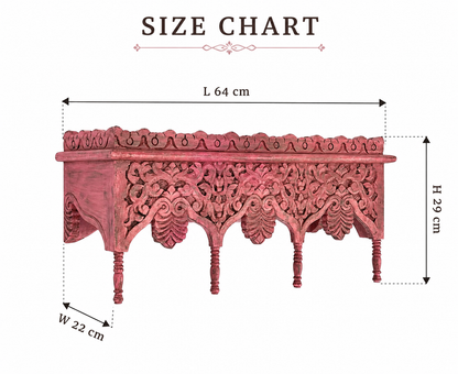 Hand-Carved Mango Wood Wall Shelf
