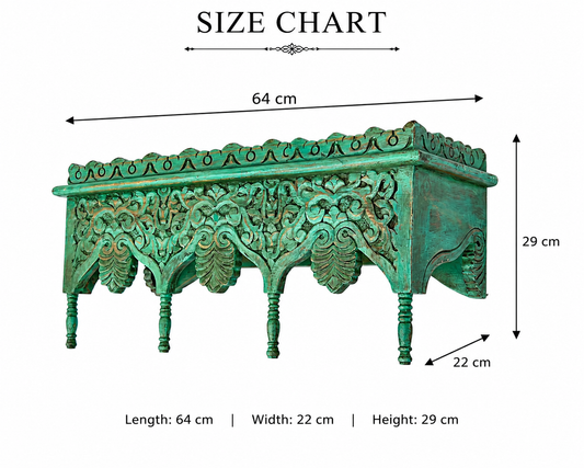 Hand Carved Mango Wood Wall Shelf