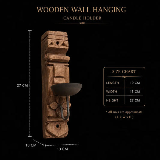 Rustic Reclaimed Wood Wall Hanging Candle Holder – Handcrafted Vintage Wooden Sconce