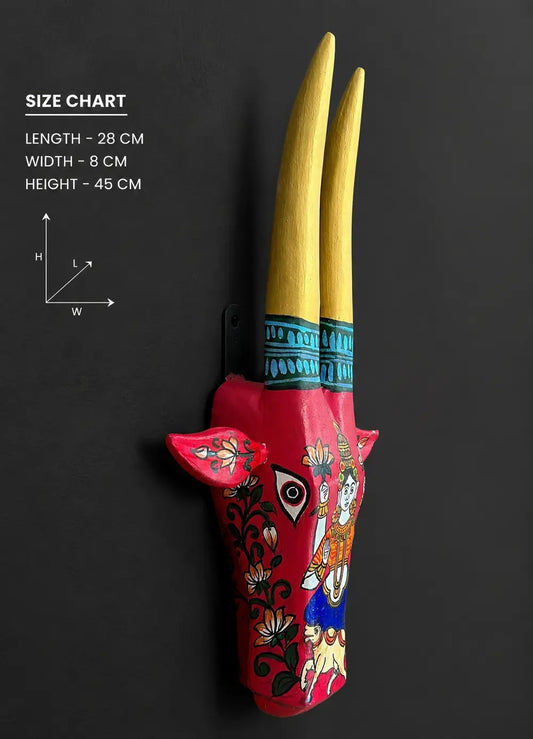 Hand-Painted Wooden Cow Head Wall Decor