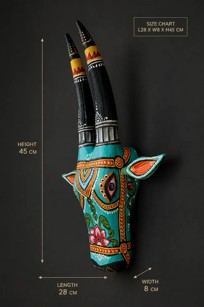 Hand-Painted Wooden Cow Head Wall Decor