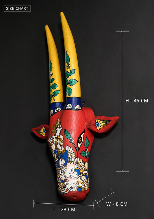 Hand-Painted Wooden Cow Head Wall Decor