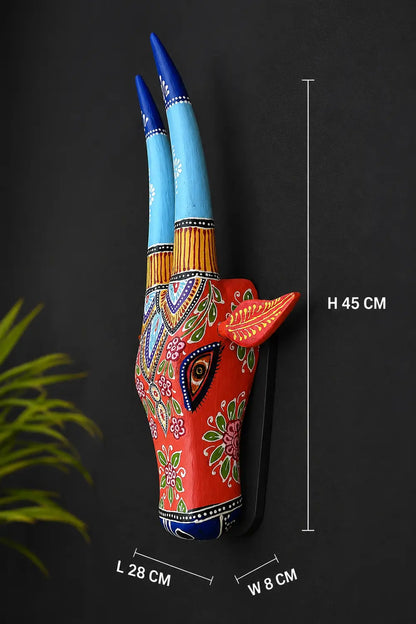 Hand-Painted Wooden Cow Head Wall Decor