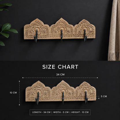 Decorative Wooden Wall Hook Set of 3 | Rustic Bleached Finish