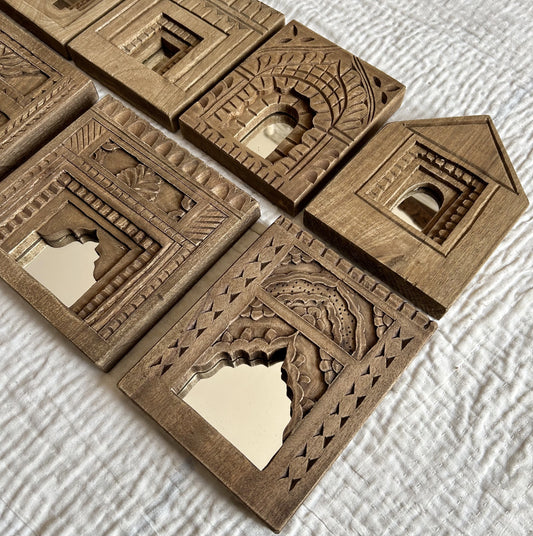 Ethnic Rajasthani-Style Hand-Etched Wooden Arch Mirror Frames Collection