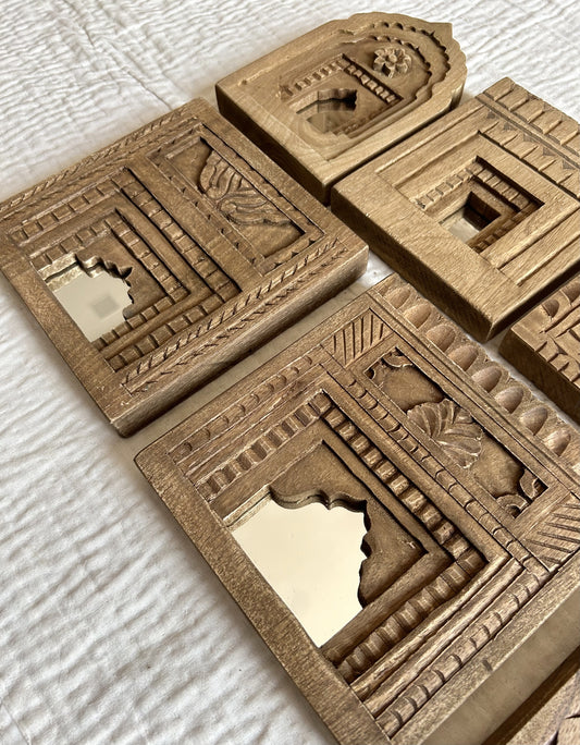 Ethnic Rajasthani-Style Hand-Etched Wooden Arch Mirror Frames Collection